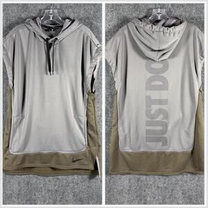 Nike Dri-FIT Just Do It Sleeveless Hoodie Men's M Gray Olive AA4659-036 Gym